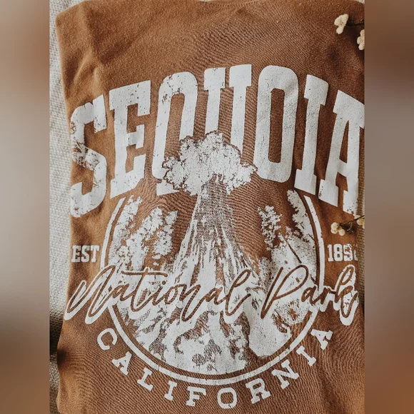 Womens Size Medium Short Sleeve Sequoia National Park Brown Graphic Tee - Picture 3 of 6